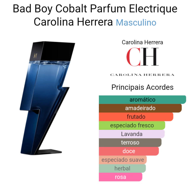 Miniatura Perfume Original BadBoy Cobalt Eau de Parfum Electrique Carolina Herrera 8 ml