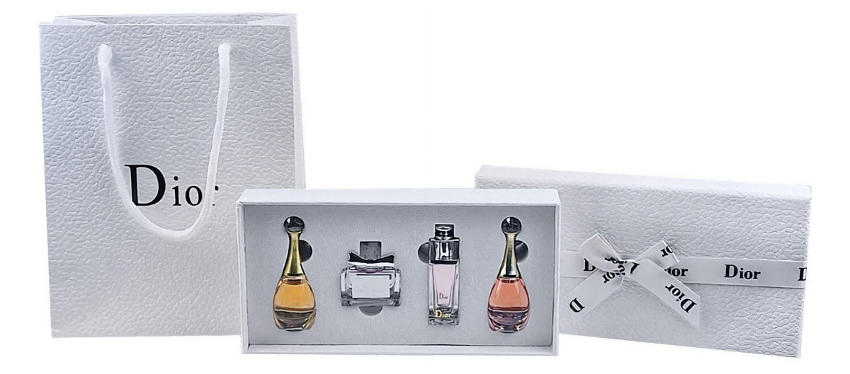 Kit 4 Mini Perfumes Dior 5ml J'adore + Miss Dior Blomming Bouquet + Dior Addict + J'adore Edt Com Sacola Original